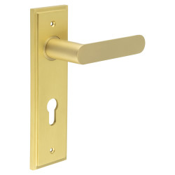 Burlington by Frelan Satin Brass Fire Rated DIN Euro Lock Door Handles - Kensington - 200 x 55mm
