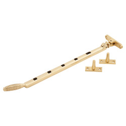 Hampstead Reeded Casement Window Stay - 12"/300mm Length - Polished Brass