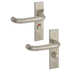 Altro Satin Stainless Steel 19mm Return to Door Bathroom Door Handles - Square - 57mm c/c - LH
