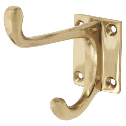Hampstead Old School Single Hat & Coat Hook - 70 x 31mm - Polished Brass