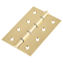 Double Steel Washered Butt Door Hinge - 100 x 67 x 2.2mm - Polished Brass - Pair