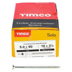 TIMCO Solo Chippy Pozi Countersunk Wood Screws - 5.0 x 90mm - Zinc Plated - Pack of 100