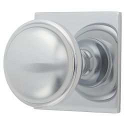 Alexander & Wilks Quantock Cabinet Knob on Square Backplate - 38mm Diameter - Polished Chrome