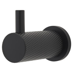 Alexander & Wilks Brunel Diamond Knurled Single Coat Hook - 48 x 25mm - Matt Black