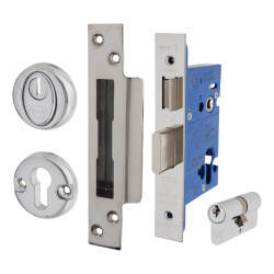 Altro BS3621 Euro Sashlock & Dbl Cylinder - 65mm Case - 44mm Backset - Square - Pol Stainless