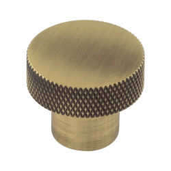Hoxton by Frelan Wenlock Knurled Round Cabinet Knob - 30mm Diameter - Antique Brass