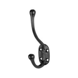 Olde Forge Victorian Pattern Single Hat & Coat Hook - 140 x 80mm - Antique Black