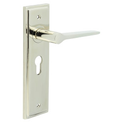 Burlington by Frelan Polished Nickel Fire Rated Euro Lock Door Handles - Knightsbridge - 200 x 55mm