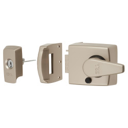 ERA BS8621:2007 Keyless Egress Nightlatch - 60mm Backset - Satin Nickel Case/ Cylinder