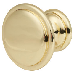 Touchpoint Rim Round Cabinet Knob - 30mm Diameter - Polished Brass
