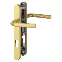 Hoppe Birmingham 1117/3811N uPVC Multipoint Door Handle - Short Plate - 92mm c/c - 44mm door - Gold