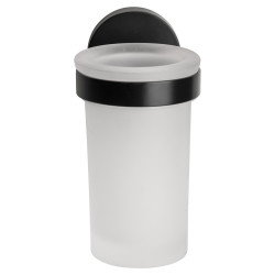 Croydex Epsom Flexi-Fix Frosted Glass Tumbler & Holder - 97 x 67.5 x 107.5mm - Matt Black