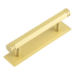 Hoxton by Frelan Nile 15mm Hex T-Bar Cabinet Pull Handle on Stepped Backplate - 96mm c/c - Satin Brass