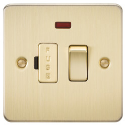 Knightsbridge 13A 1 Gang Flat Plate Switched Fused Spur with Neon - Brushed Brass