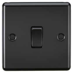 Knightsbridge 10AX 1 Gang Round Edge Intermediate Light Switch - Matt Black