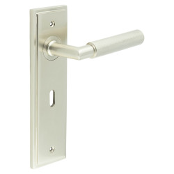 Burlington by Frelan Satin Nickel Fire Rated Keyhole Lock Door Handles - Piccadilly - 200 x 55mm