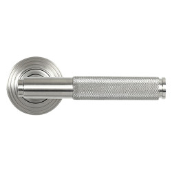 From The Anvil Satin Stainless Steel Knurled Door Handles on Round Beehive Rose - Brompton Range