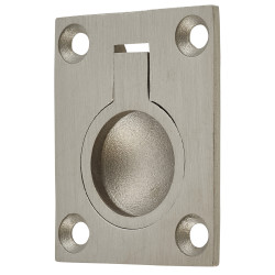 Altro Rectangular Flush Ring Cabinet Pull Handle - 48 x 38mm - Satin Stainless Steel