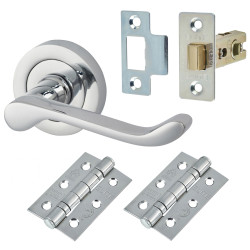 Touchpoint Polished Chrome Victorian Summer Scroll Latch Door Handles on Rose Pack
