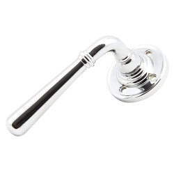 From The Anvil Polished Chrome Door Handles on Round Fixed Rose - Newbury Range