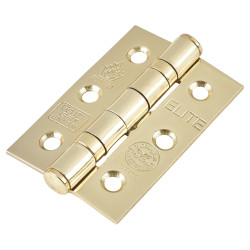 Twin Ball Bearing Grade 7 Butt Fire Door Hinge - 76 x 51 x 2mm - Polished Brass - Pair