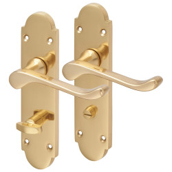 Touchpoint Polished Brass Victorian Summer Scroll Bathroom Door Handles - 168 x 40mm