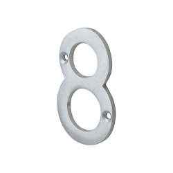 76mm Screw Fix Door Numeral - 8 - Satin Chrome