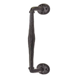 Olde Forge Offset Door Pull Handle - Screw Fix - 243 x 50mm - Antique Black Iron