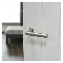 Hoppe Satin Nickel Door Handles on Round Mini Rose - Amsterdam Range