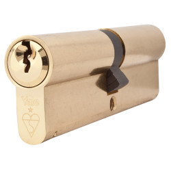 Yale 1 Star 6 Pin Kitemarked 100mm Euro Double Cylinder - 50 + 50mm - Pol Brass - Keyed to Differ