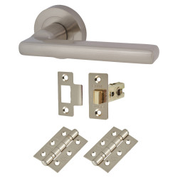 Touchpoint Satin Nickel Latch Door Handles on Rose Pack - Sophia Range