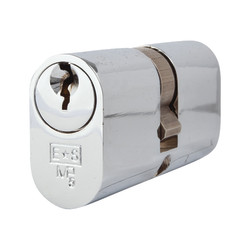 Eurospec 5 Pin 60mm Oval Double Cylinder - 30 + 30mm - Polished Chrome - Keyed to Differ