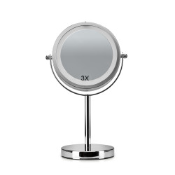 Croydex Freestanding LED 3x Magnifying Bathroom Mirror -300 x 180 x 120mm - Chrome