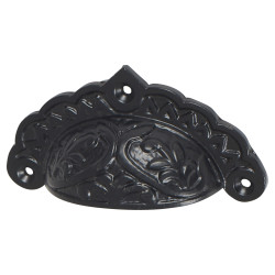 Olde Forge Edwardian Cabinet Cup Handle - 88mm Centres - Black Iron