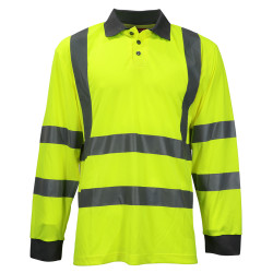 TIMCO Hi Visibility Long Sleeve Polo Shirt - Yellow - Medium