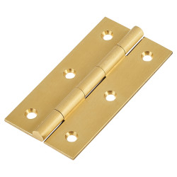 Solid Drawn Butt Cabinet Hinge - 75 x 40 x 2.0mm - Satin Brass - Pair