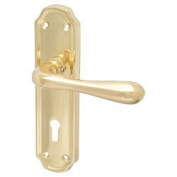 Hampstead Polished Brass Keyhole Lock Door Handles - Genoa Range - 168 x 45mm