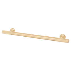Altro York 12mm Partially Knurled T-Bar Cabinet Pull Handle - 192mm Centres - Satin Brass