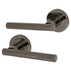 Altro Black Nickel Door Handles on Round Rose - Bella Range