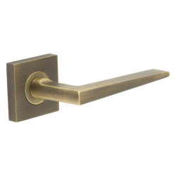 Burlington by Frelan Antique Brass Fire Rated Door Handles on Square Plain Rose - Mayfair Range