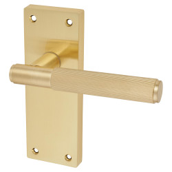 Altro Satin Brass Lines Latch Door Handles - Nova Range - 155 x 55mm