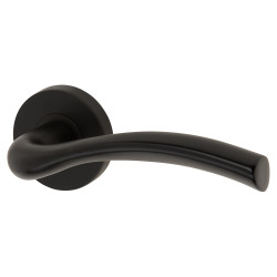Jigtech Matt Black Door Handles on Round Rose - Solar Range