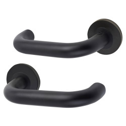 Altro Matt Black 19mm Return to Door Handles on Round Rose