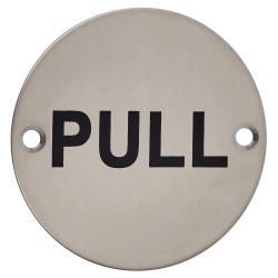 Altro Pull Door Sign - 75mm Diameter - Satin Stainless Steel