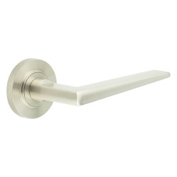 Burlington by Frelan Satin Nickel Fire Rated Door Handles on Round Knurled Rose - Mayfair Range