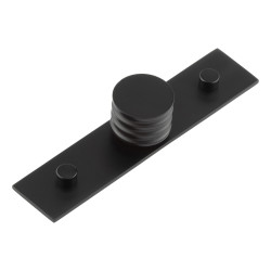 Hoxton by Frelan Sturt Grooved Round Cabinet Knob on Plain Backplate - 30mm Diameter - Black