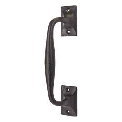 Olde Forge Offset Door Pull Handle - Screw Fix - 254 x 38mm - Antique Black Iron