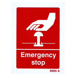 Altro Emergency Stop Sign – 75 x 100mm - Rigid Plastic