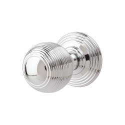 Carlisle Brass Polished Chrome Reeded Mortice Door Knob - 70mm Rose Diameter - Delamain Range