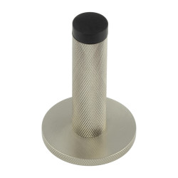 Burlington by Frelan Knurled Projection Door Stop on Knurled Rose - 76mm Projection - Satin Nickel